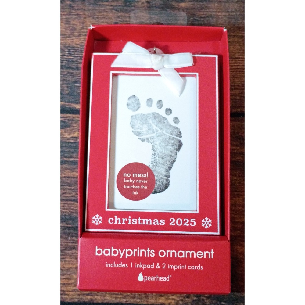 Pearhead Babyprints Ornament Christmas 2025 Clean-Touch Ink‎ Pad Red Frame New